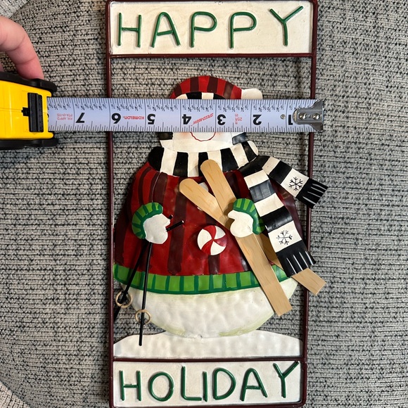 Metal Holiday Wall Decor Happy Holiday Snowman Christmas Winter Decoration - Picture 4 of 5